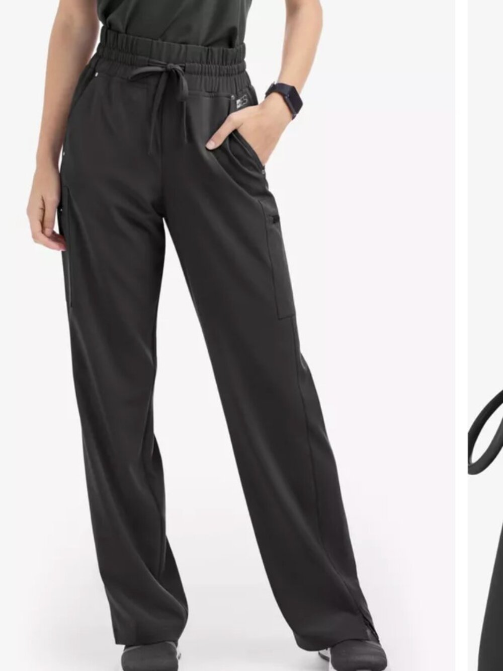 Easy Stretch Ellie High Waisted Wide Leg Scrub Pants Black XS NWT
